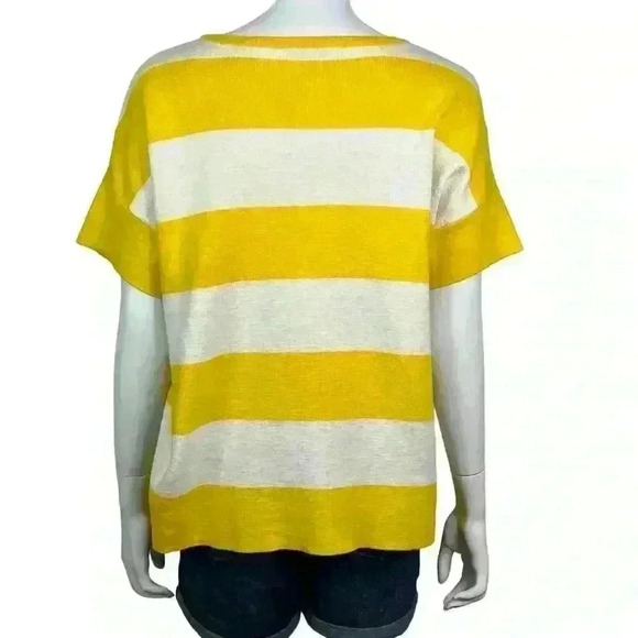 Madewell Yellow White Block Striped Wool Sweater - Picture 3 of 10